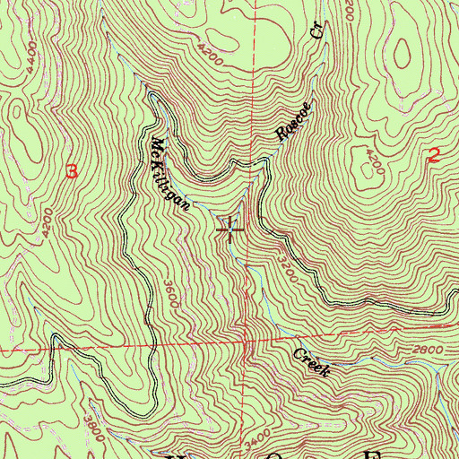 Topographic Map of Roscoe Creek, CA