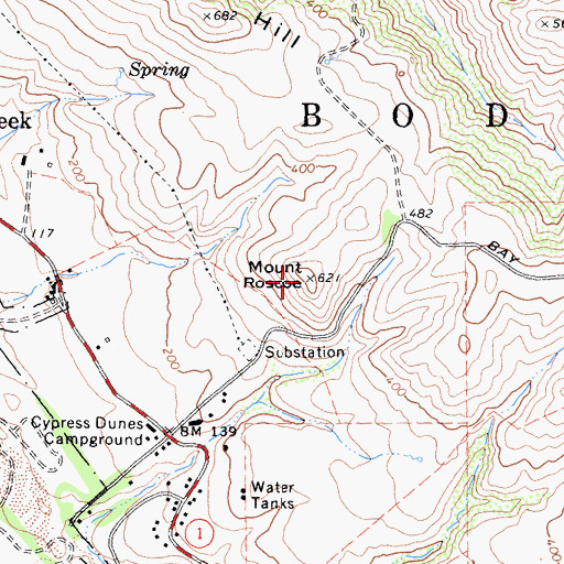 Topographic Map of Mount Roscoe, CA