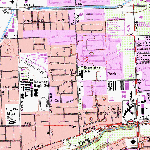 Topographic Map of Rose Avenue Elementary School, CA