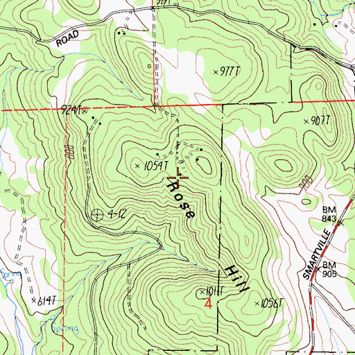 Topographic Map of Rose Hill, CA