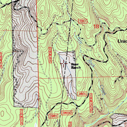 Topographic Map of Rose Ranch, CA