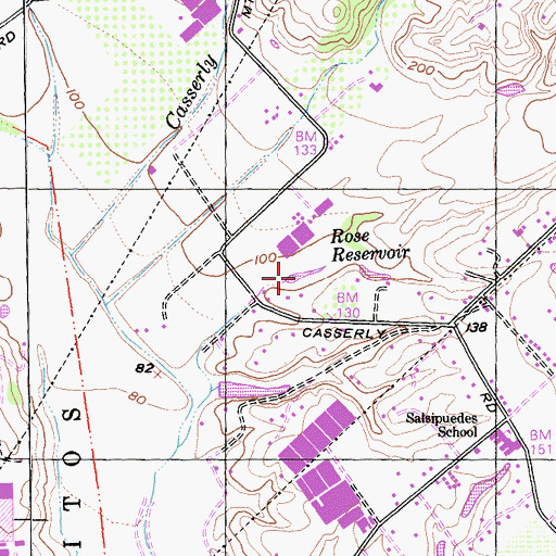 Topographic Map of Rose Reservoir, CA