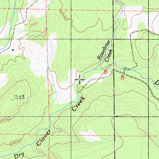Topographic Map of Rosebriar Creek, CA