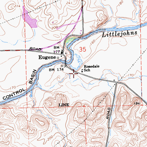 Topographic Map of Rosedale School, CA