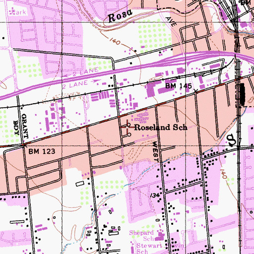 Topographic Map of Roseland Elementary School, CA