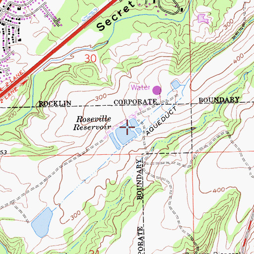 Topographic Map of Roseville Reservoir, CA