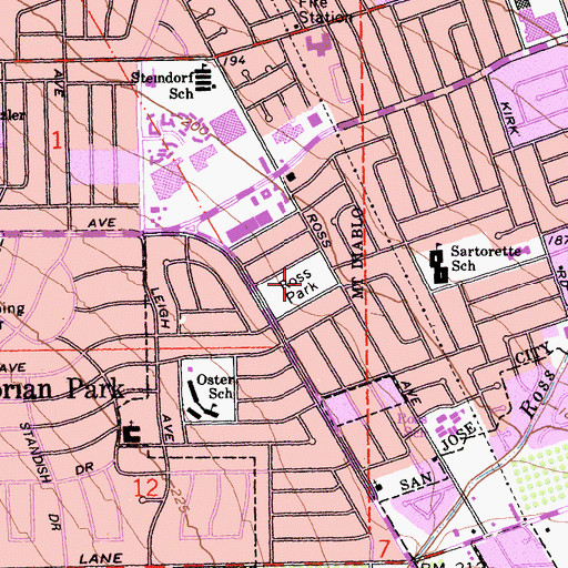 Topographic Map of Ross Park, CA