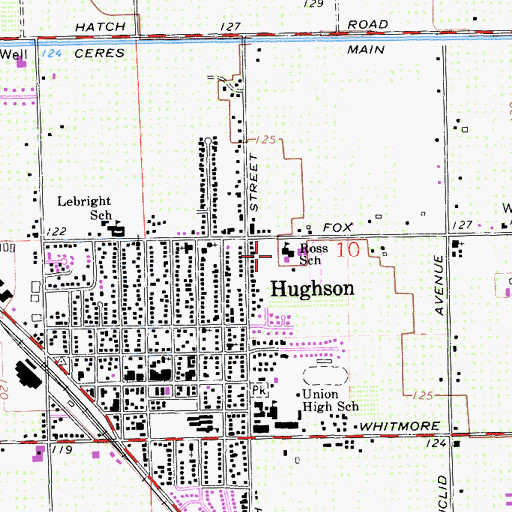 Topographic Map of Emilie J Ross Elementary School, CA