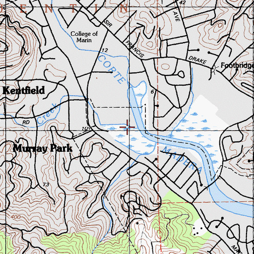 Topographic Map of Ross Valley, CA