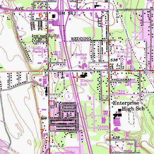 Topographic Map of Rother Elementary School, CA