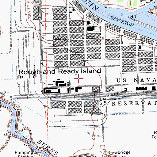 Topographic Map of Rough and Ready Island, CA