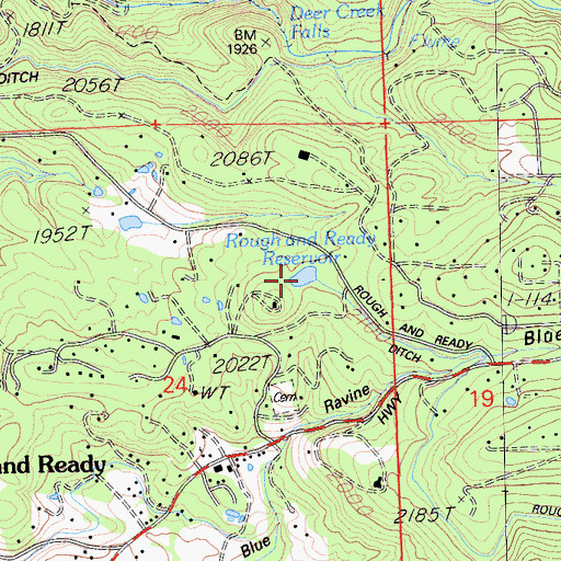 Topographic Map of Rough and Ready Reservoir, CA