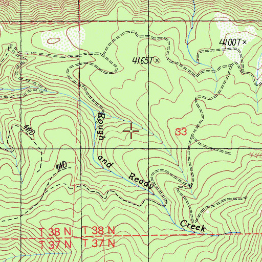 Topographic Map of Rough and Ready Trail, CA