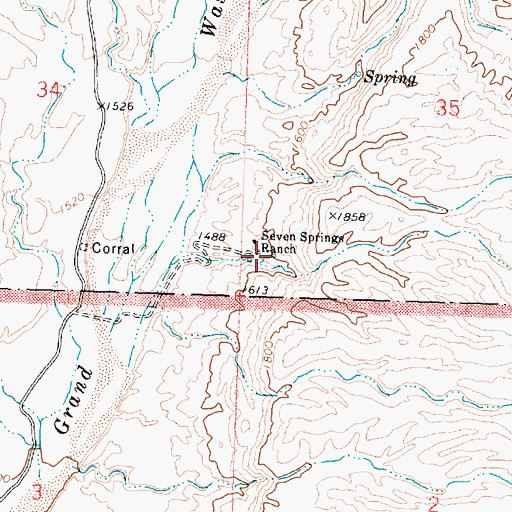 Topographic Map of Seven Springs, AZ