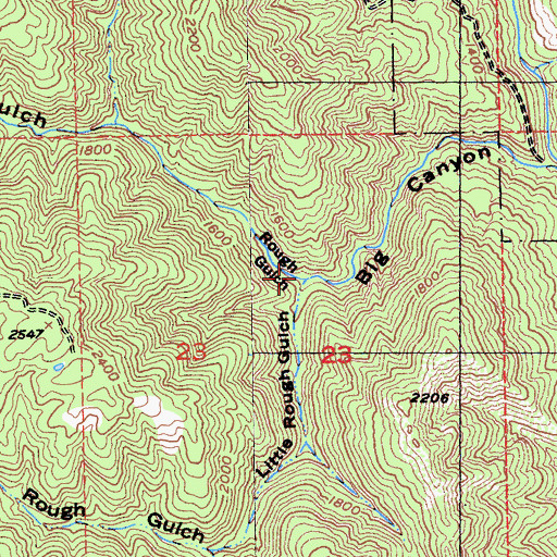Topographic Map of Rough Gulch, CA