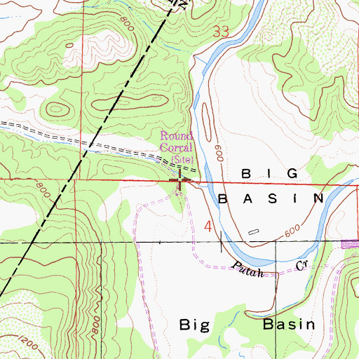 Topographic Map of Round Corral, CA