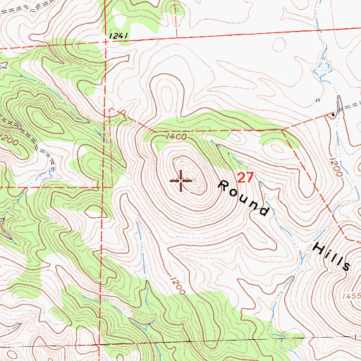 Topographic Map of Round Hills, CA