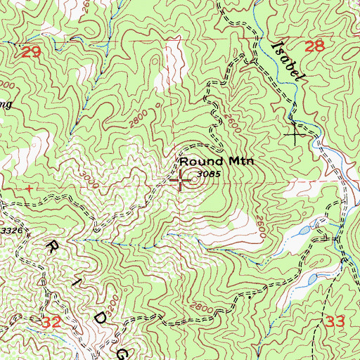 Topographic Map of Round Mountain, CA