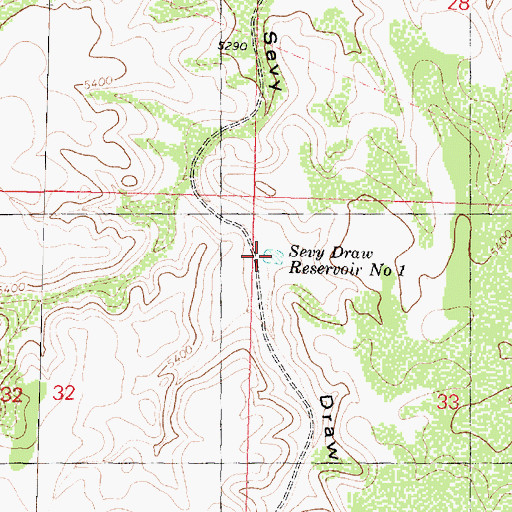 Topographic Map of Sevy Draw Reservoir Number One, AZ