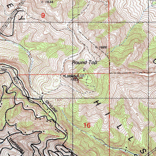 Topographic Map of Round Top, CA