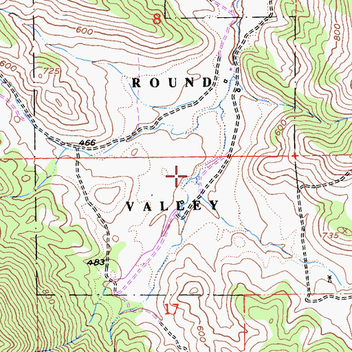 Topographic Map of Round Valley, CA
