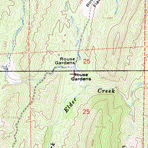Topographic Map of Rouse Gardens, CA