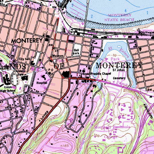 Topographic Map of Royal Presidio Chapel, CA