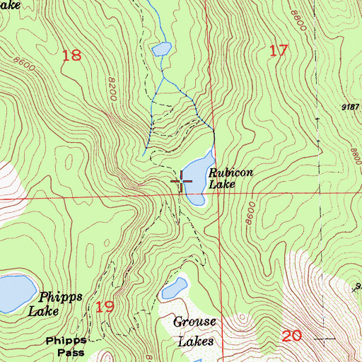 Topographic Map of Rubicon Lake, CA