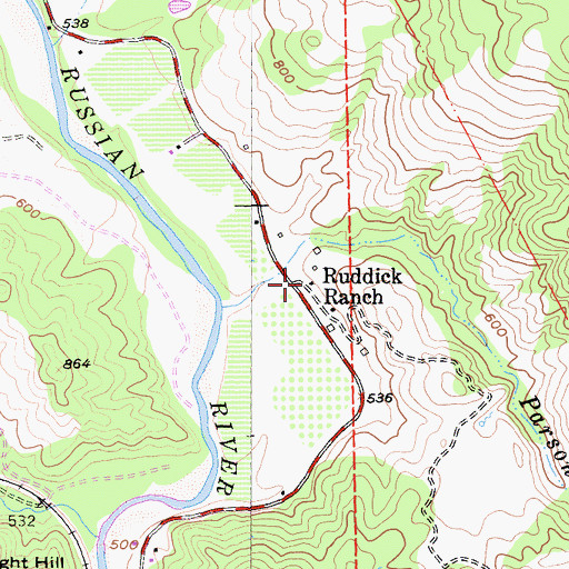 Topographic Map of Ruddick Ranch, CA
