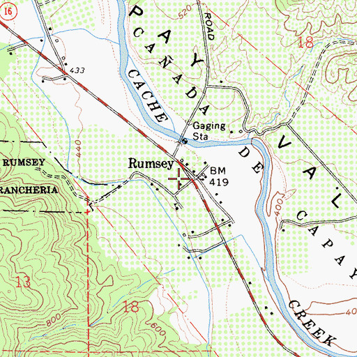 Topographic Map of Rumsey, CA