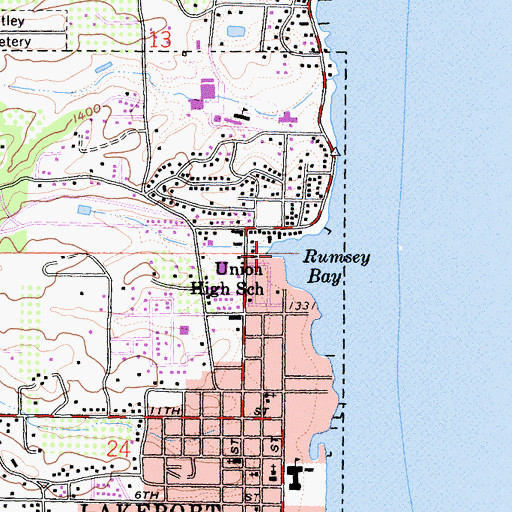 Topographic Map of Rumsey Bay, CA