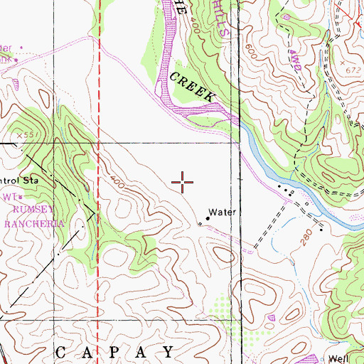 Topographic Map of Rumsey Indian Rancheria, CA