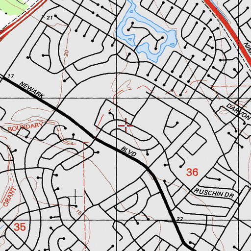 Topographic Map of Newark Adult School, CA