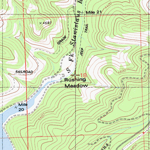 Topographic Map of Rushing Meadow, CA