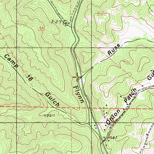 Topographic Map of Russ Gulch, CA