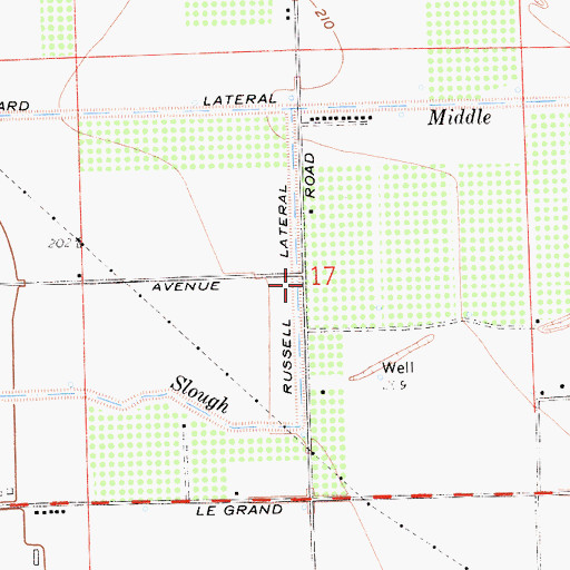Topographic Map of Russell Lateral, CA