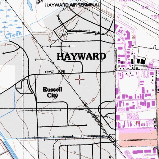 Topographic Map of Russell School, CA
