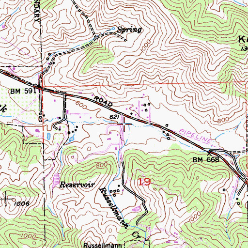 Topographic Map of Russellmann Creek, CA