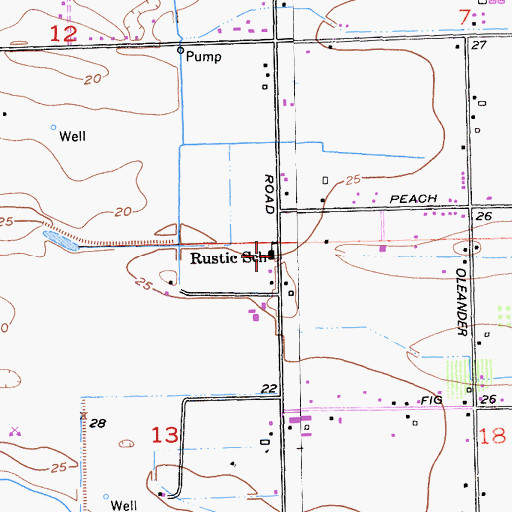 Topographic Map of Rustic School, CA
