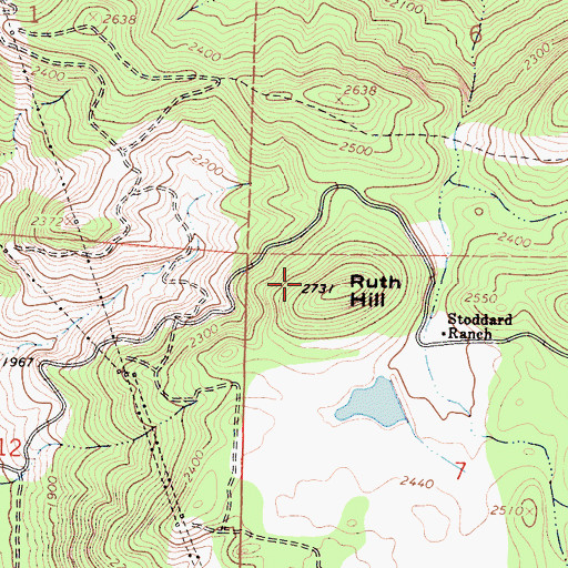 Topographic Map of Ruth Hill, CA