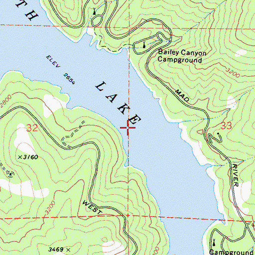 Topographic Map of Ruth Lake, CA