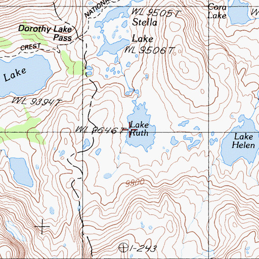 Topographic Map of Lake Ruth, CA