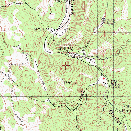 Topographic Map of Ryan Creek, CA