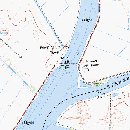 Topographic Map of Ryer Island Ferry, CA