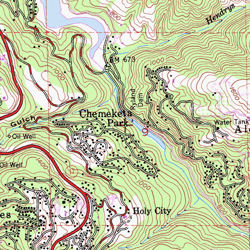 Topographic Map of Ryland Dam, CA