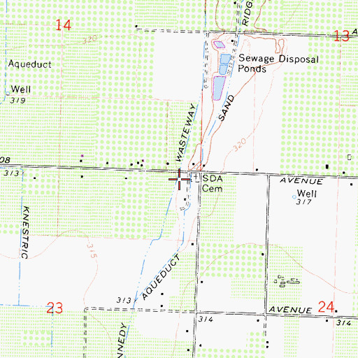 Topographic Map of Seventh - Day Adventist Cemetery, CA