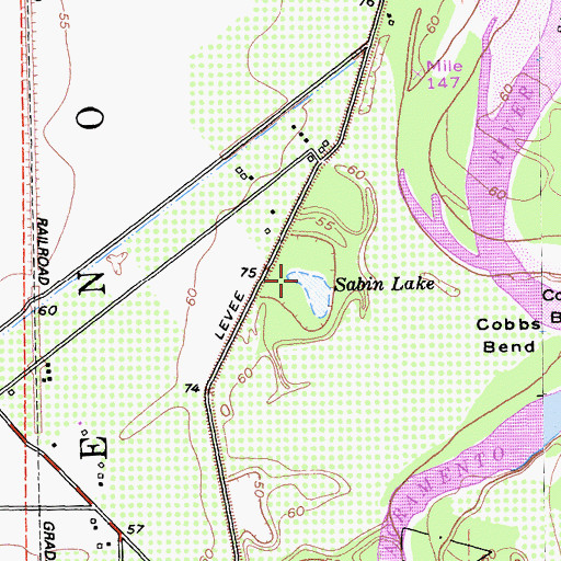 Topographic Map of Sabin Lake, CA
