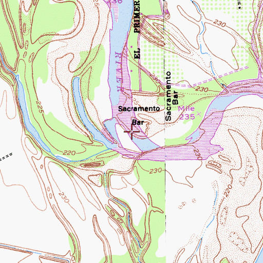 Topographic Map of Sacramento Bar, CA