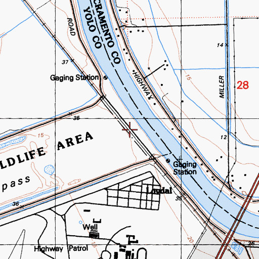 Topographic Map of Sacramento Weir, CA