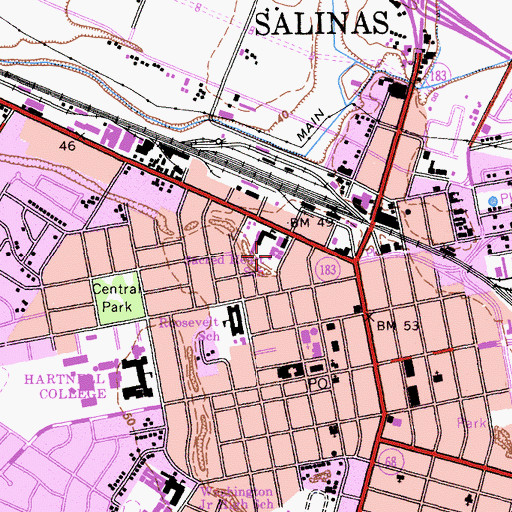 Topographic Map of Sacred Heart School, CA